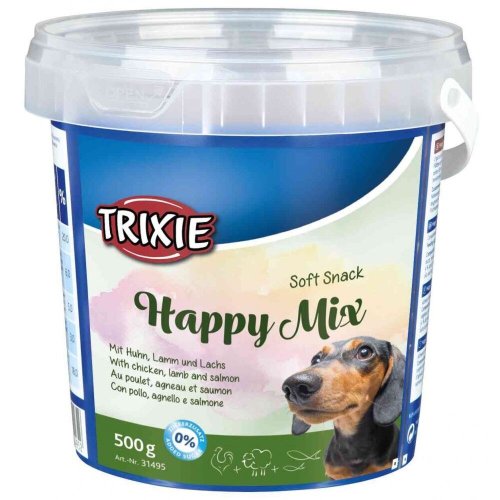 Ласощі Trixie Soft Snack Happy Mix для собак з куркою ягням та лососем 500 г - 1 шт