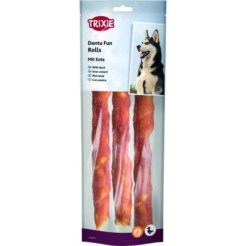 Ласощі Trixie Denta Fun Chewing Rolls для собак Паличка для чищення зубів з качкою 28 см 250 г 3 шт - 1 шт