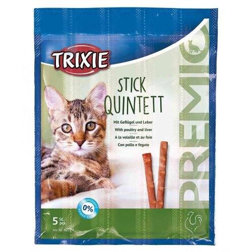 Ласощі Trixie Premio Stick Quintett для котів палички з домашньою птицею та печінкою 5 г 5 шт - 1 шт - 1 шт