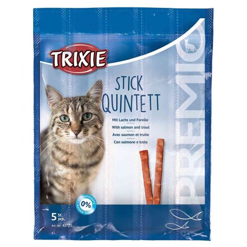 Ласощі Trixie Premio Stick Quintett для котів палички з лососем та фореллю 5 г 5 шт - 1 шт - 1 шт