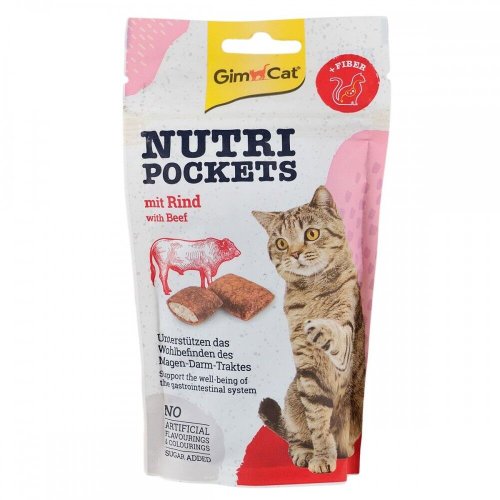 Вітамінні ласощі GimCat Nutri Pockets для котів для виведення шерсті з яловичиною та солодом - 60 г - 60 г