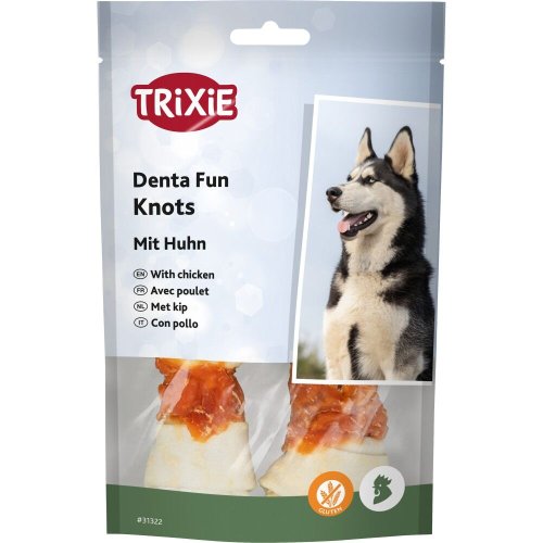 Ласощі Trixie Denta Fun для собак Кісточка для чищення зубів з куркою 11 см 70 г 2 шт - 1 шт