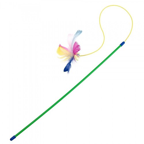 Іграшка Природа Паличка для кота з пір'ям на резинці 50 см - 1 шт - 1 шт