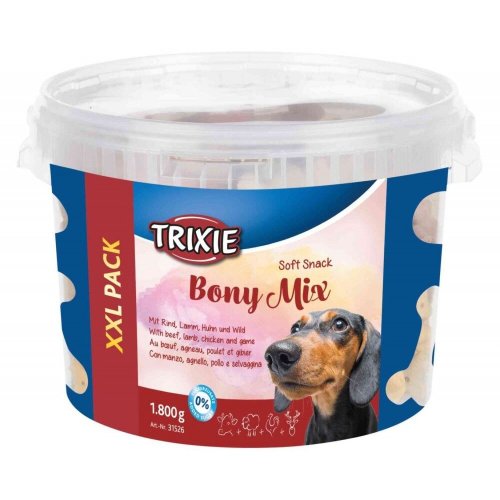 Ласощі Trixie Soft Snack Bony Mix XXL для собак асорті відро пластик 1800 г - 1 шт