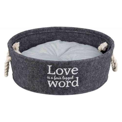 Лежак Trixie для собаки Lian з ручками та наповнювачем із флісу сірий фетр/плюш 37 см - 1 шт