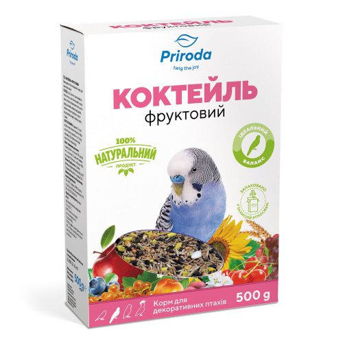 Корм Природа Коктейль для хвилястих папуг фруктовий - 500 г