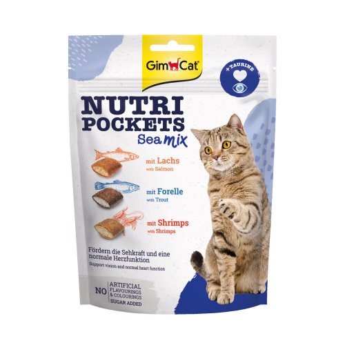 Ласощі вітамінні GimCat Nutri Pockets Морський мікс для котів з лососем фореллю та креветками - 150 г - 150 г