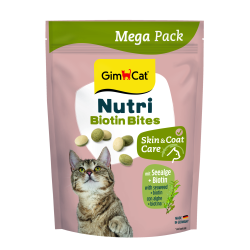 Вітаміни GimCat NUTRI BIOTIN BITES SEAWEED для котів для покращення стану шерсті та шкіри з морськими водоростями - 425 г - 425 г