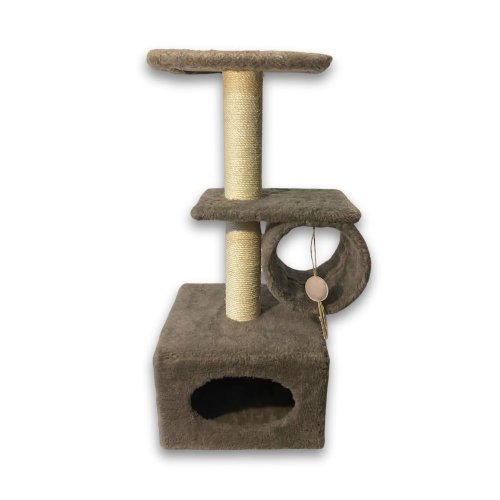 Дряпка Природа Саванна для котів з барабаном 38x38x90 см - Сірий - Капучино