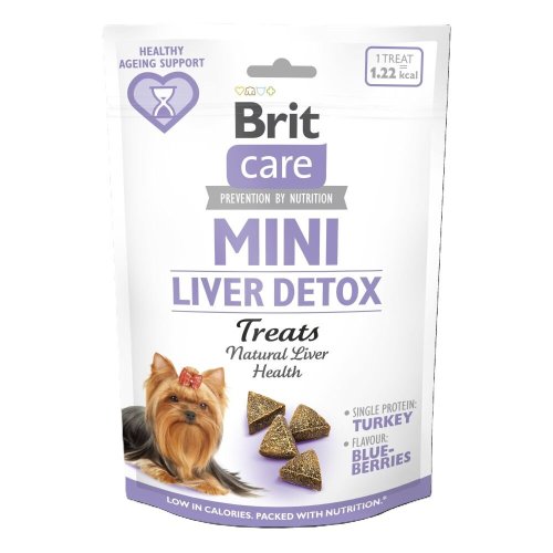 Ласощі Brit Care Mini Treats Liver Detox д/собак малих порід детокс печінки індичка смак чорниця - 50 г