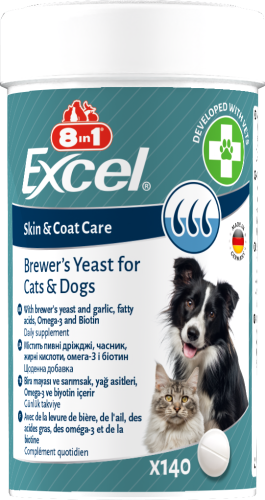 Вітаміни 8in1 Excel Brewers Yeast для собак та котів, пивні дріжджі з часником, для шкіри та шерсті