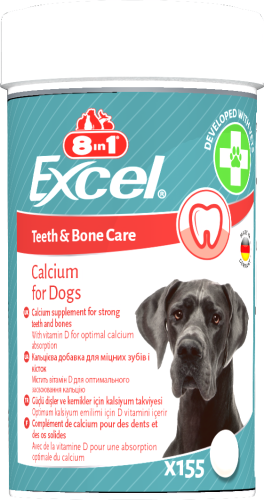 Вітаміни 8in1 Excel Calcium для цуценят та дорослих собак, для зубів та кісток, кальцій - 155 шт