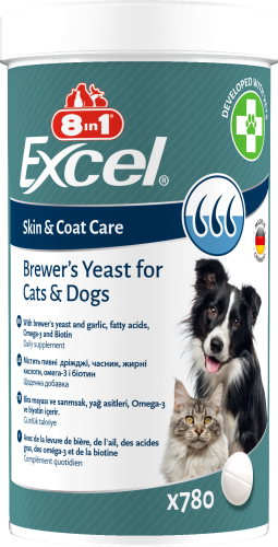 Вітаміни 8in1 Excel Brewers Yeast для собак та котів, пивні дріжджі з часником, для шкіри та шерсті