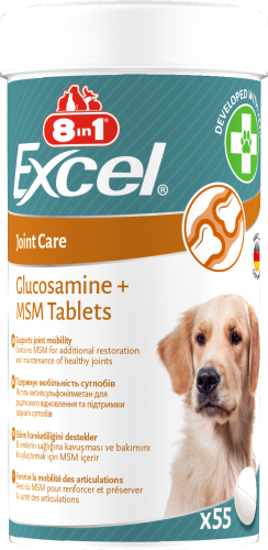 Вітаміни 8in1 Excel Glucosamine + MSM для цуценят та дорослих собак, для суглобів - 55 шт