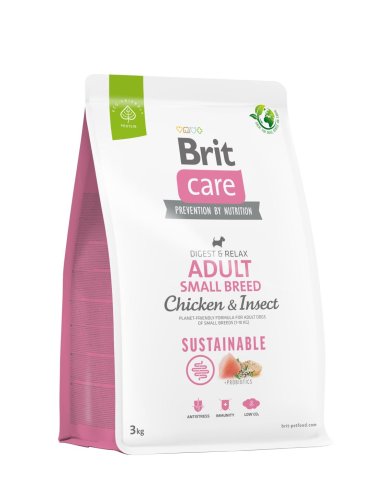 Сухий корм Brit Care Dog Sustainable Adult Small Breed для собак малих порід, з куркою та комахами - 3 кг