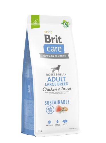 Сухий корм Brit Care Dog Sustainable Adult Large Breed для собак великих порід, з куркою та комахами - 12 кг