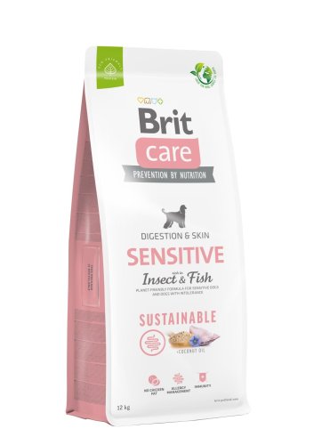 Сухий корм Brit Care Dog Sustainable Sensitive для собак з чутливим травленням, з рибою та комахами - 12 кг