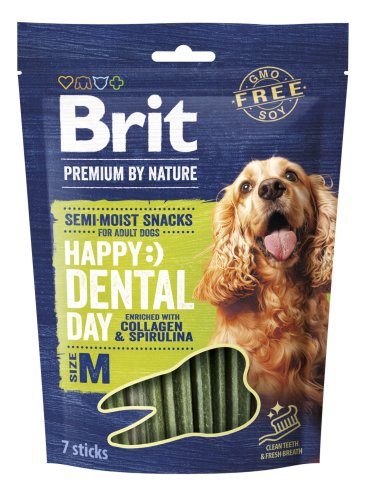 Ласощі для cобак середніх порід Brit Premium Dental Snacks M з колагеном і спіруліною - 180 г