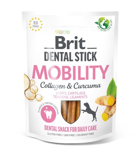 Ласощі для собак Brit Dental Stick Mobility для мобільності суглобів, колаген та куркума - 251 г