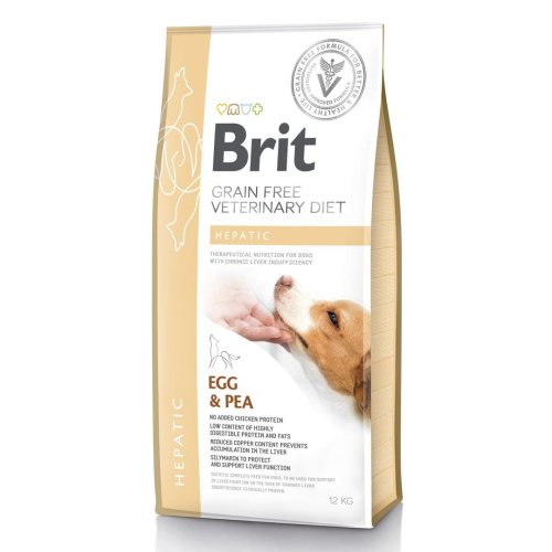 Сухий корм Brit GF VetDiet Dog Hepatic для собак, при хворобі печінки, з яйцем, горохом, бататом та гречкою - 12 кг