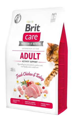 Сухий корм Brit Care Cat GF Adult Activity Support для котів, які живуть на вулиці, індичка та курка - 2 кг