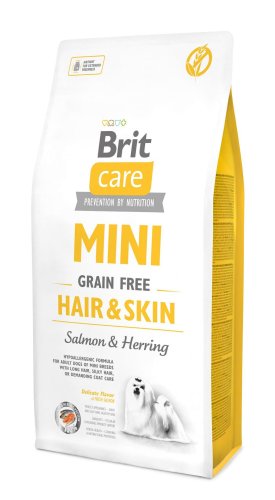 Сухий корм Brit Care GF Mini Hair & Skin для собак мініатюрних порід, для шкіри та шерсті, з лососем та оселедцем - 7 кг