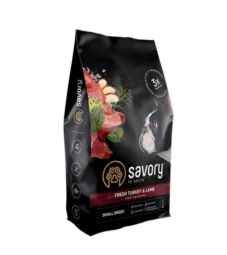 Savory Small Breed Fresh Turkey & Lamb Сухий корм для собак малих порід зі свіжим ягням та індичкою - 8 кг