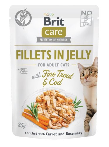 Вологий корм Brit Care Cat Pouch для котів, в желе, тріска та форель - 85 г