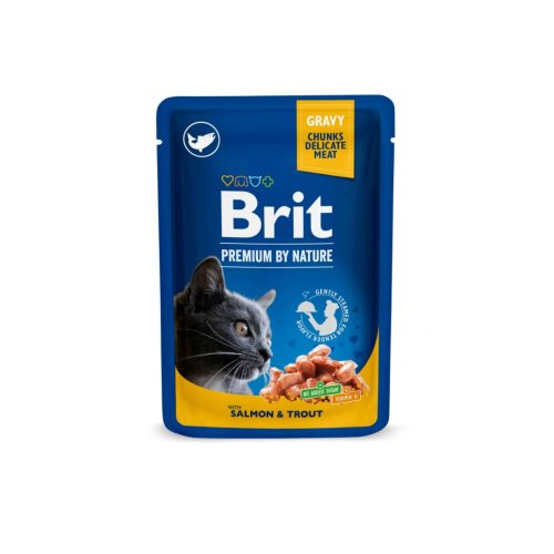 Вологий корм Brit Premium Cat Pouch для котів, з лососем і фореллю - 100 г