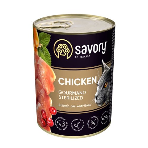 Вологий корм Savory для стерилізованих котів з куркою - 100 г - 400 г